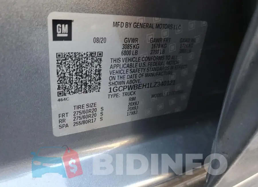 1GCPWBEH1LZ340121 Photo# 12