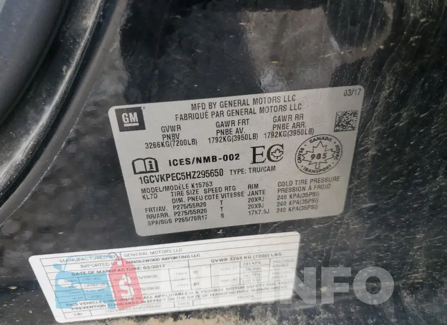 1GCVKPEC5HZ295650 Photo# 13