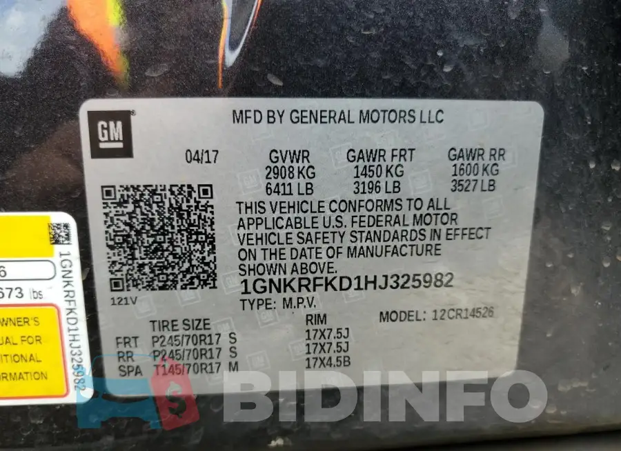 1GNKRFKD1HJ325982 Photo# 13