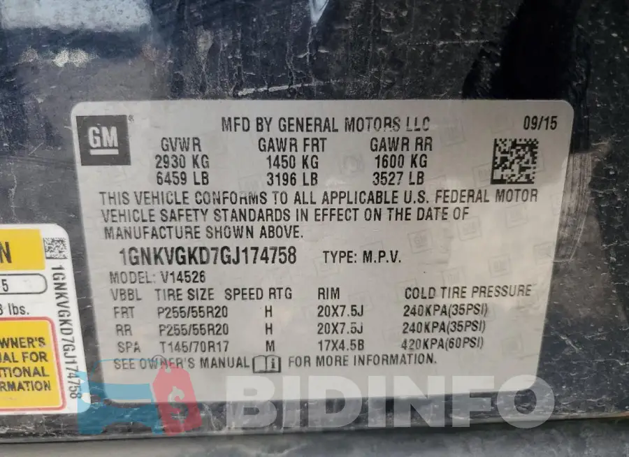 1GNKVGKD7GJ174758 Photo# 13