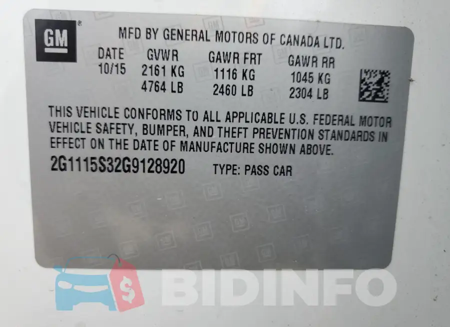 2G1115S32G9128920 Photo# 12