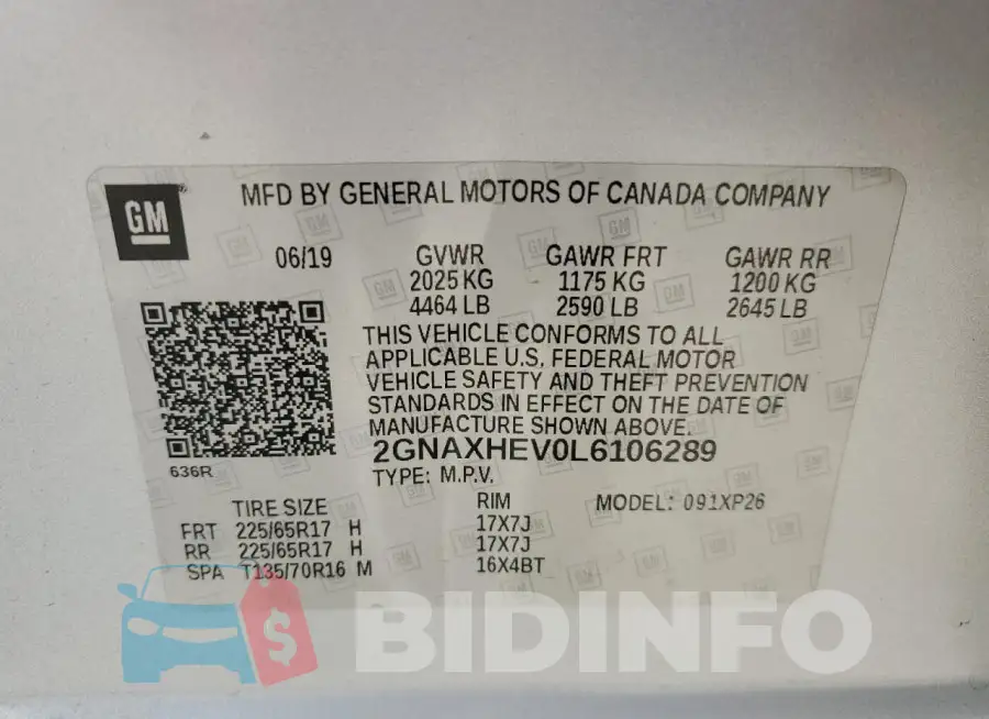 2GNAXHEV0L6106289 Photo# 14