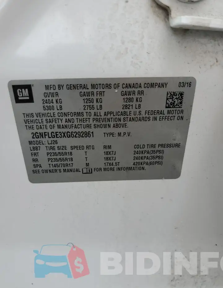 2GNFLGE3XG6292861 Photo# 14