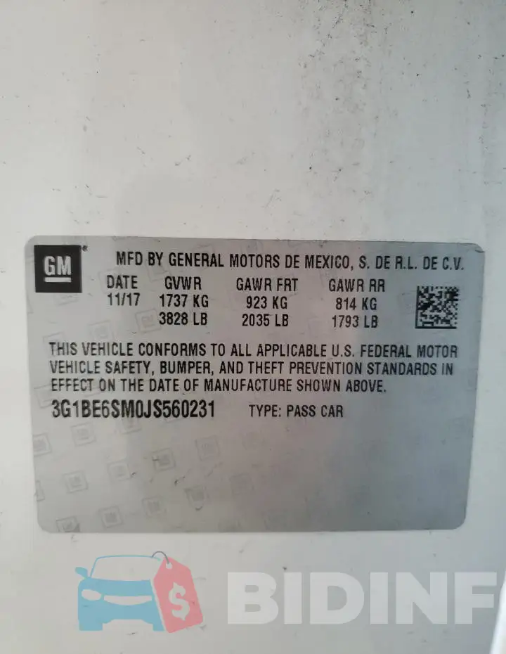 3G1BE6SM0JS560231 Photo# 12