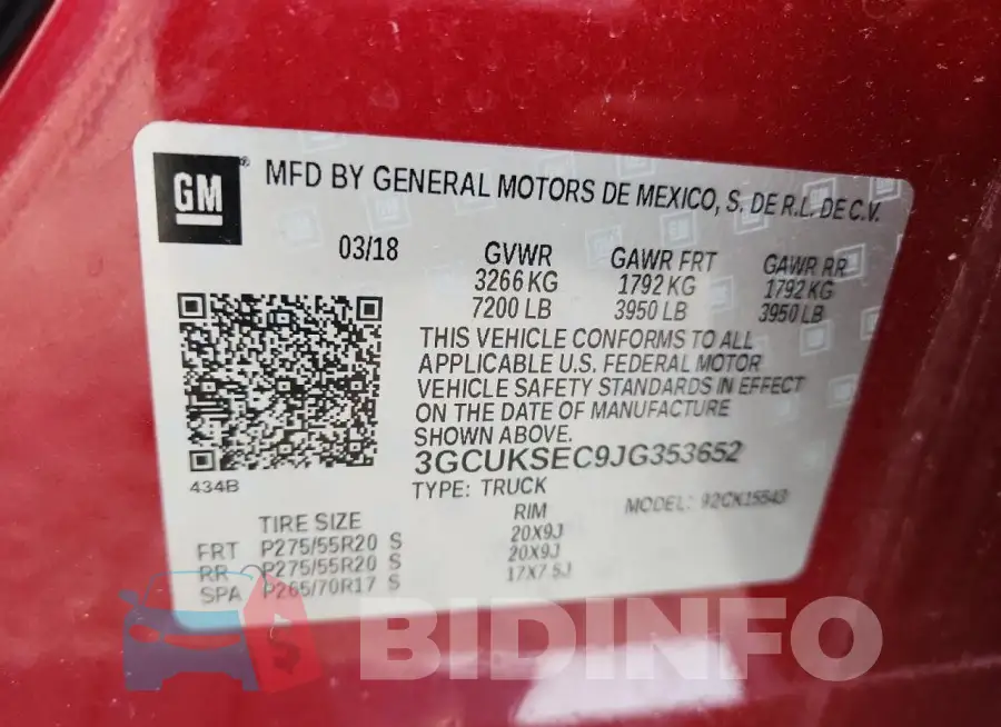 3GCUKSEC9JG353652 Photo# 12