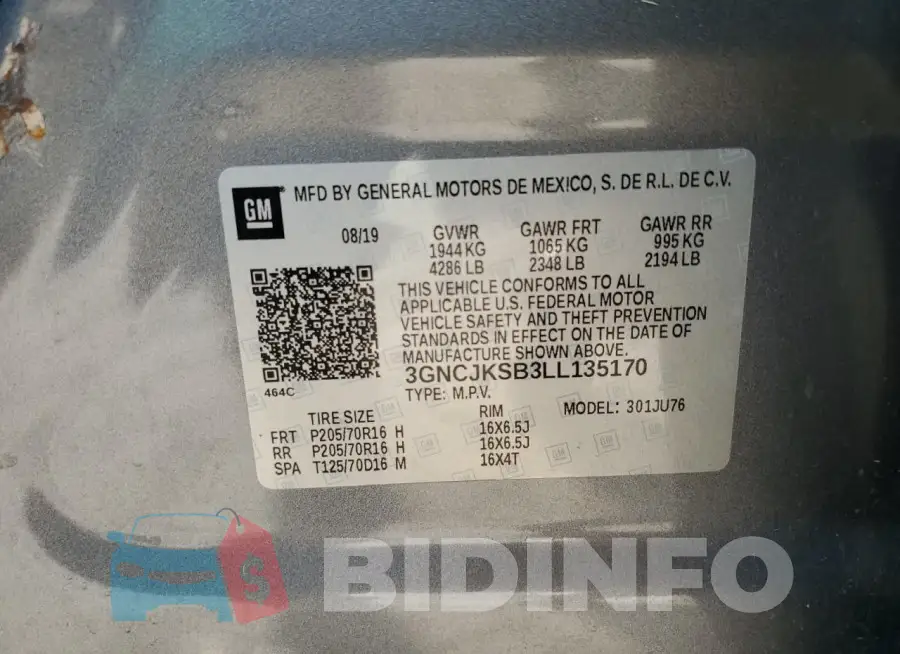 3GNCJKSB3LL135170 Photo# 13