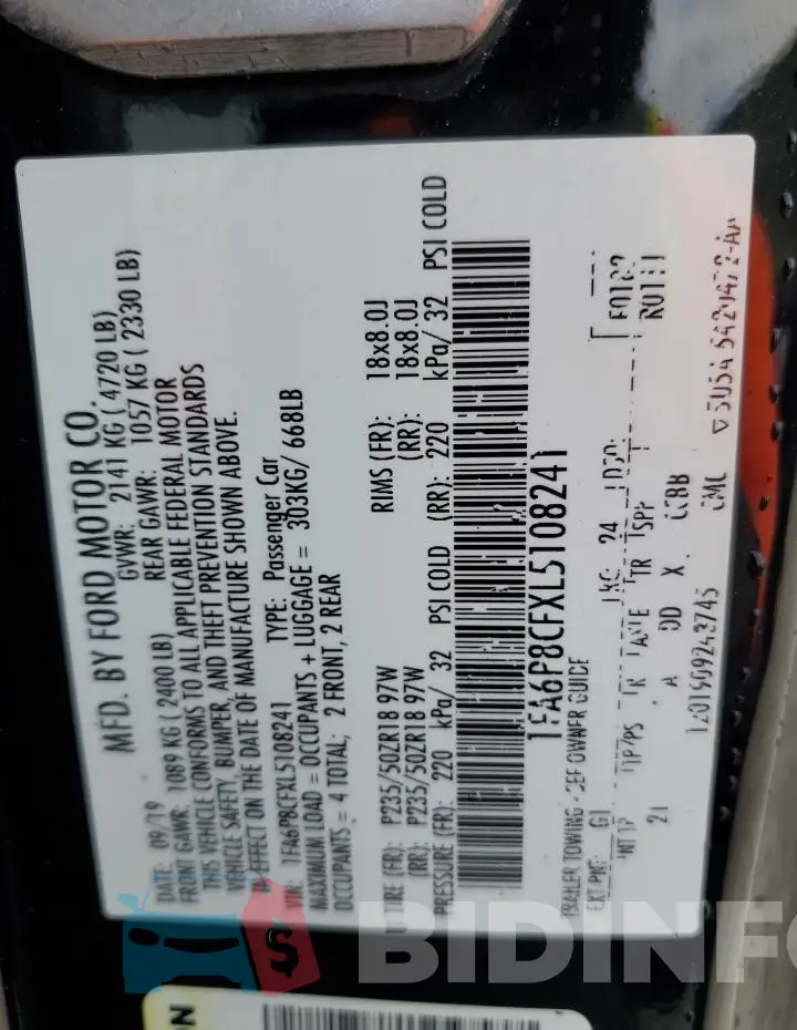 1FA6P8CFXL5108241 Photo# 12
