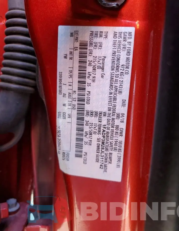 1FADP3M28JL311742 Photo# 12