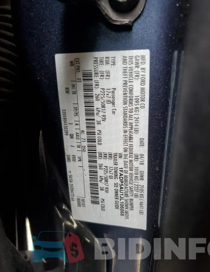 1FADP5AU1JL106068 Photo# 13