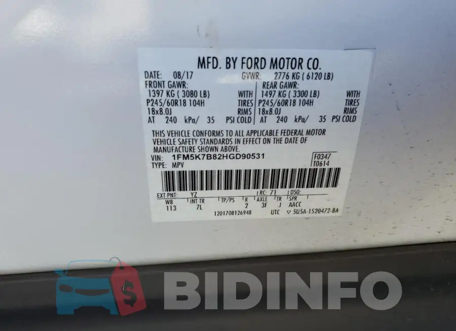 1FM5K7B82HGD90531 Photo# 13
