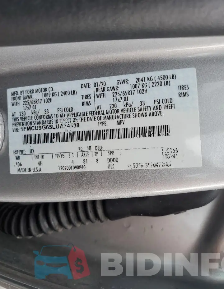 1FMCU9G65LUA74488 Photo# 13
