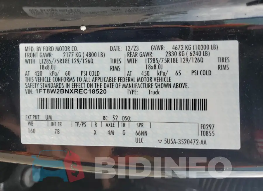 1FT8W2BNXREC18520 Photo# 13
