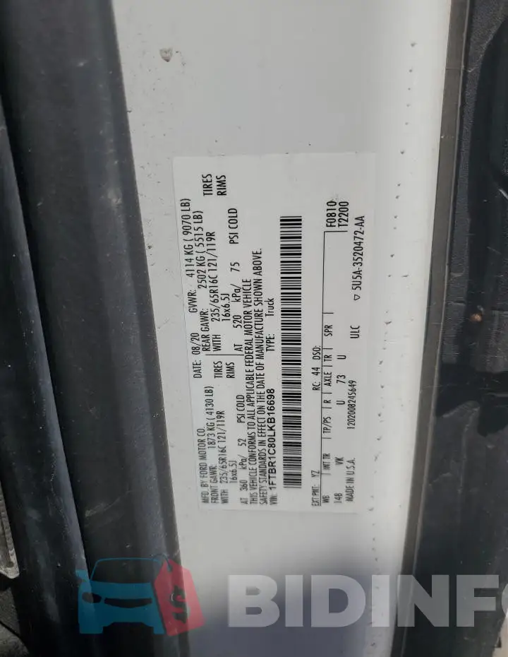 1FTBR1C80LKB16698 Photo# 13