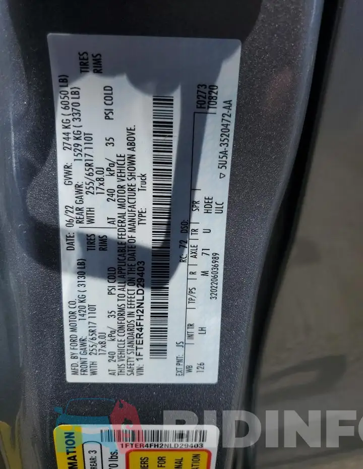 1FTER4FH2NLD29403 Photo# 12
