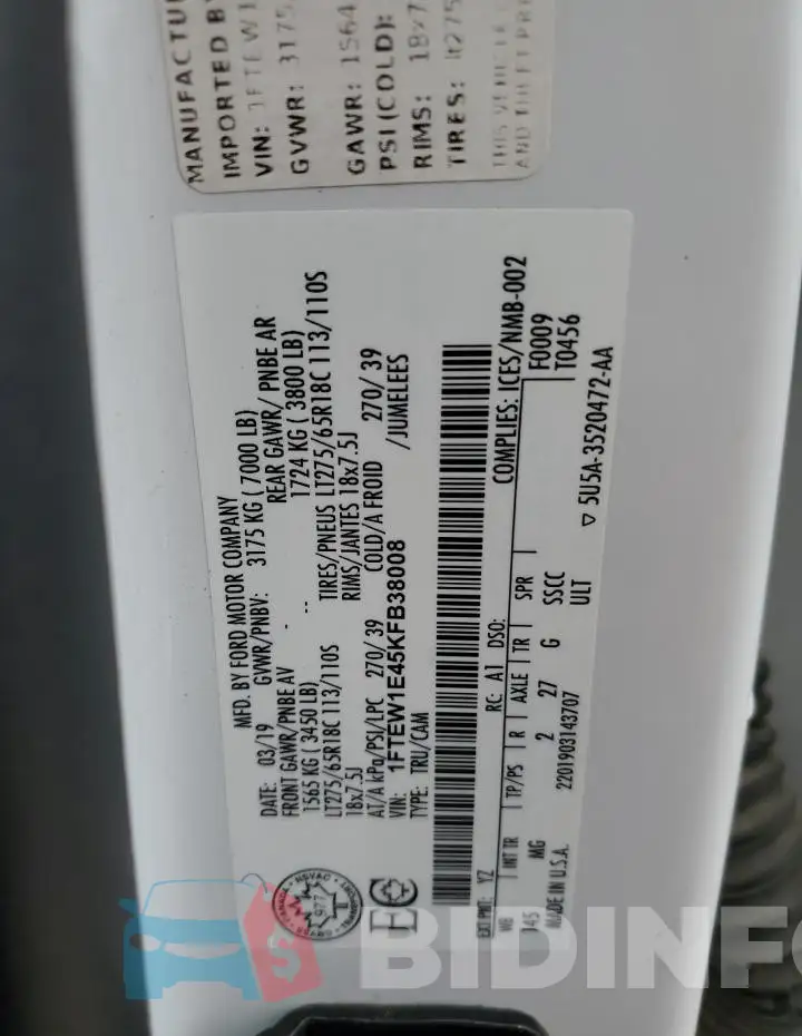 1FTEW1E45KFB38008 Photo# 12