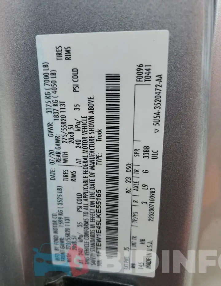 1FTEW1E45LKE55165 Photo# 12