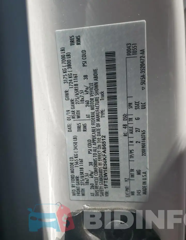 1FTEW1E56KFA86512 Photo# 12