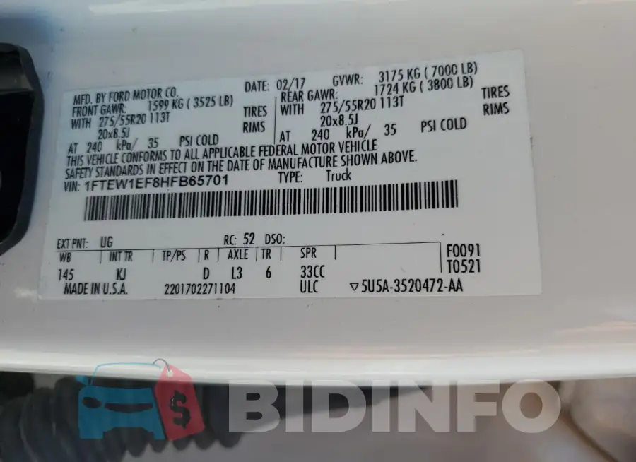 1FTEW1EF8HFB65701 Photo# 12