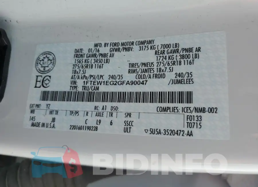 1FTEW1EG2GFA90047 Photo# 12