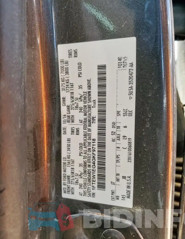 1FTEW1EG4GKF97118 Photo# 12