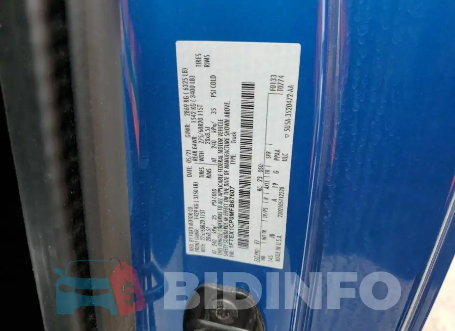 1FTEX1CP0MFB67607 Photo# 13