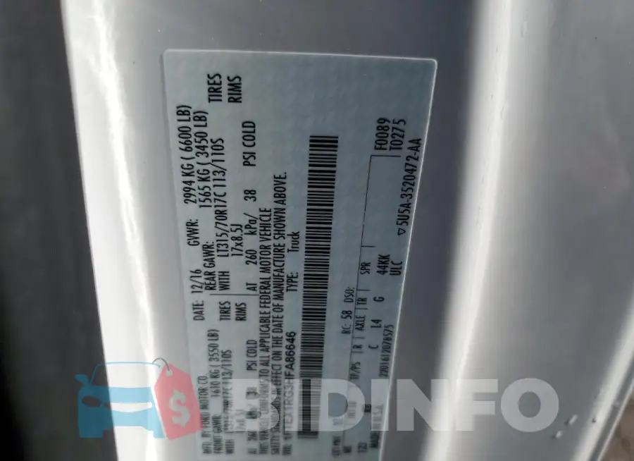 1FTEX1RG3HFA86646 Photo# 12