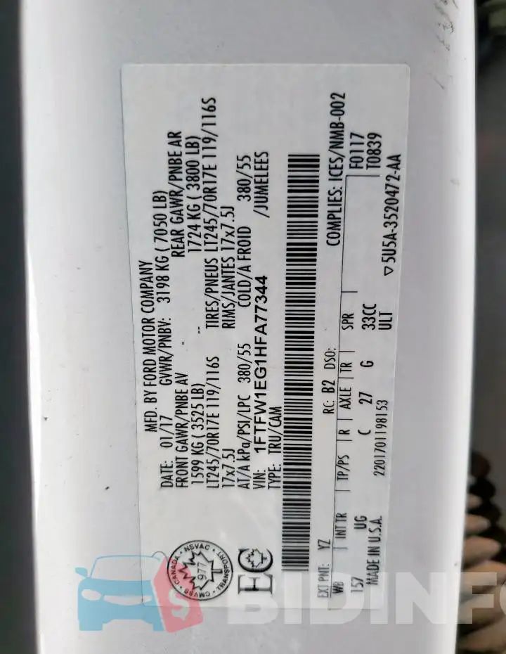 1FTFW1EG1HFA77344 Photo# 12