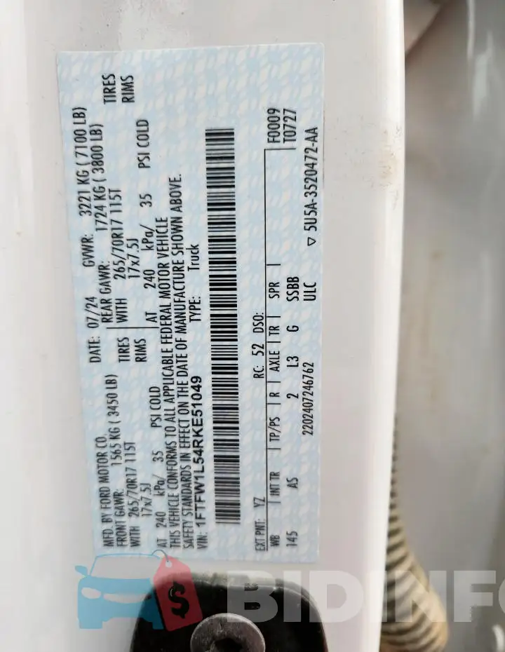 1FTFW1L54RKE51049 Photo# 12