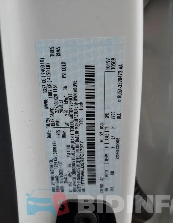1FTFW5LD5RFC17977 Photo# 12