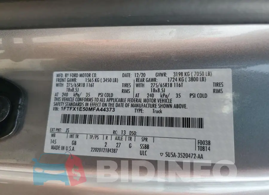 1FTFX1E50MFA44373 Photo# 12
