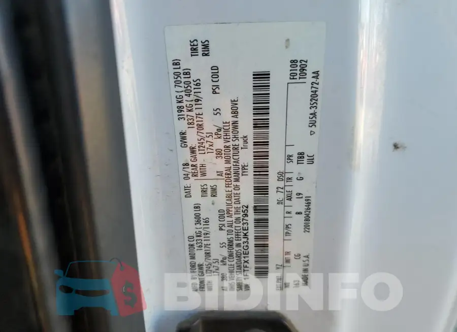 1FTFX1EG3JKE37952 Photo# 12