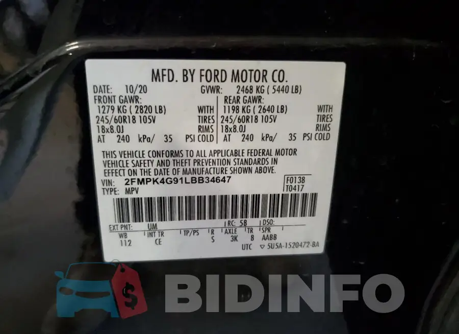 2FMPK4G91LBB34647 Photo# 13