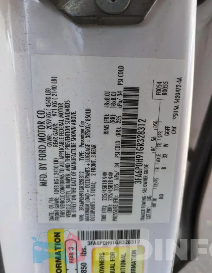 3FA6P0H91GR328312 Photo# 13