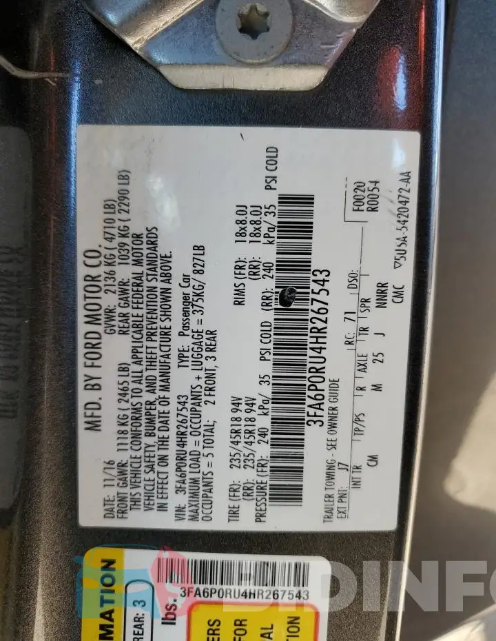 3FA6P0RU4HR267543 Photo# 12