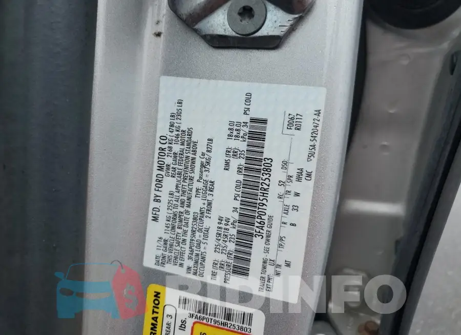3FA6P0T95HR253803 Photo# 12