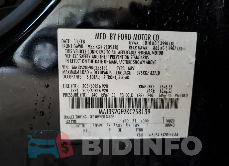 MAJ3S2GE9KC258139 Photo# 13