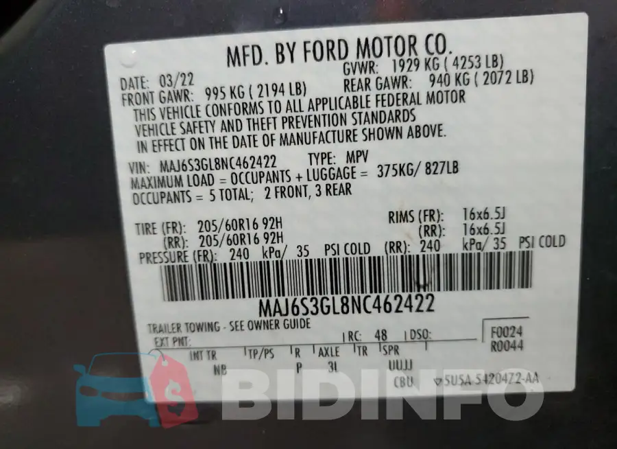 MAJ6S3GL8NC462422 Photo# 13