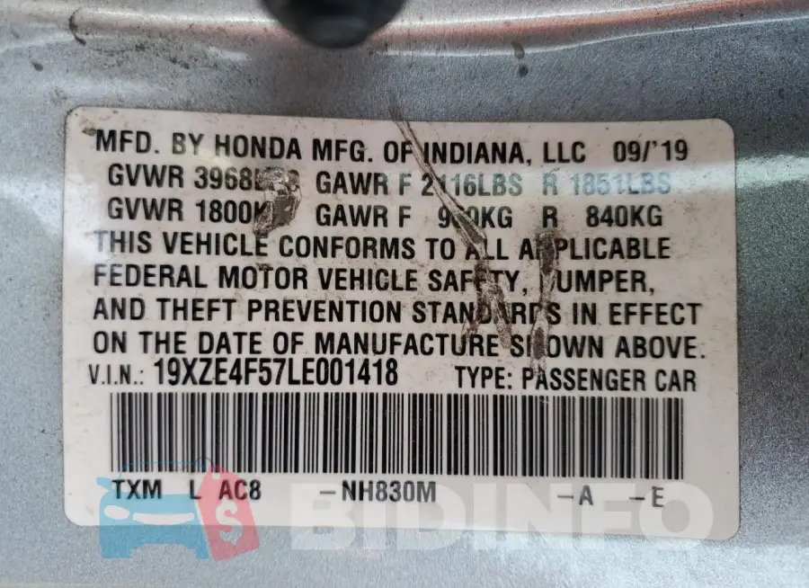 19XZE4F57LE001418 Photo# 13