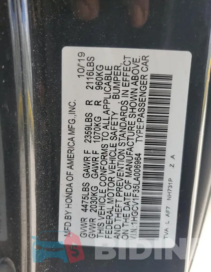 1HGCV1F35LA006964 Photo# 12