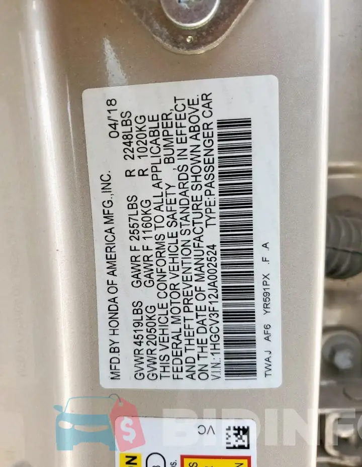 1HGCV3F12JA002524 Photo# 12