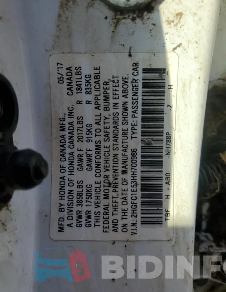 2HGFC1E53HH700986 Photo# 12