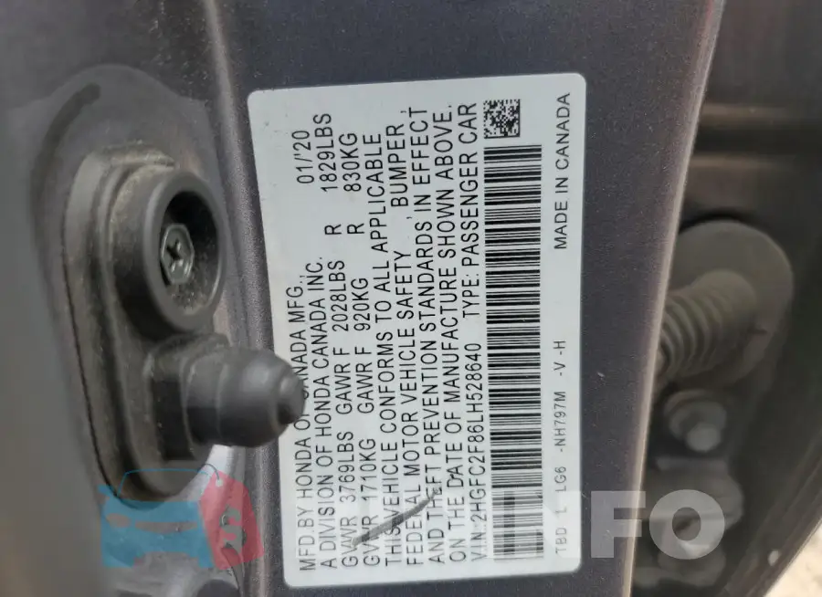 2HGFC2F86LH528640 Photo# 13