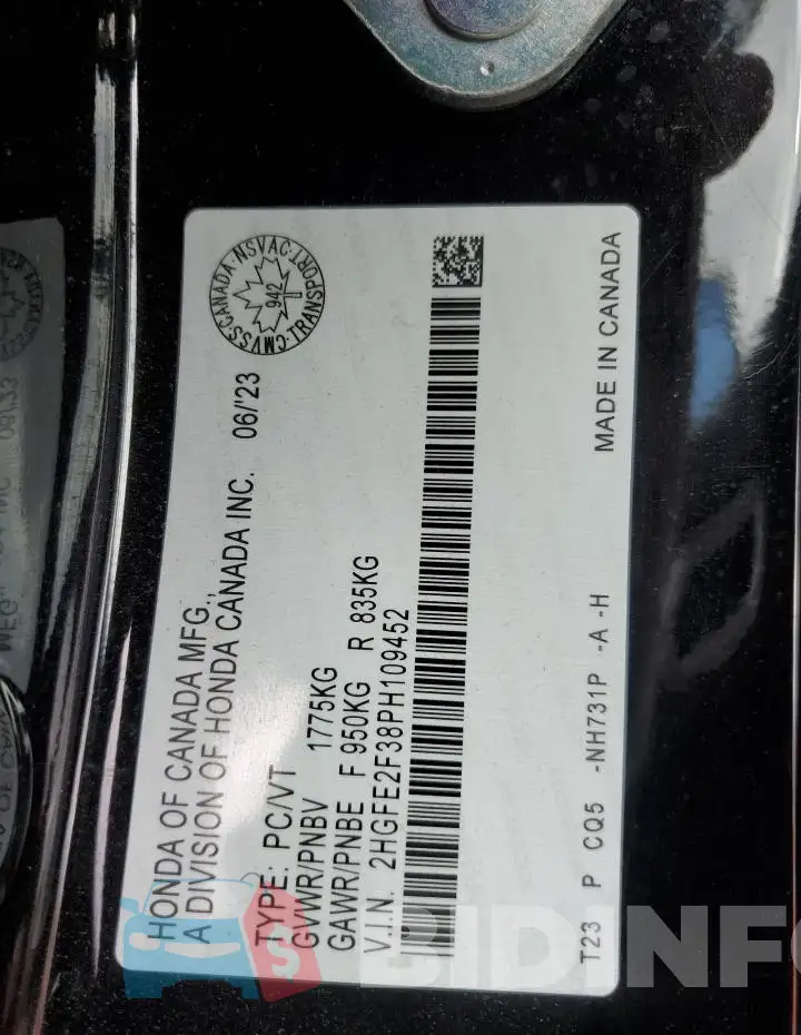 2HGFE2F38PH109452 Photo# 13