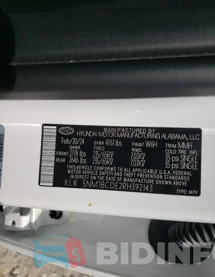 5NMJBCDE2RH392143 Photo# 13