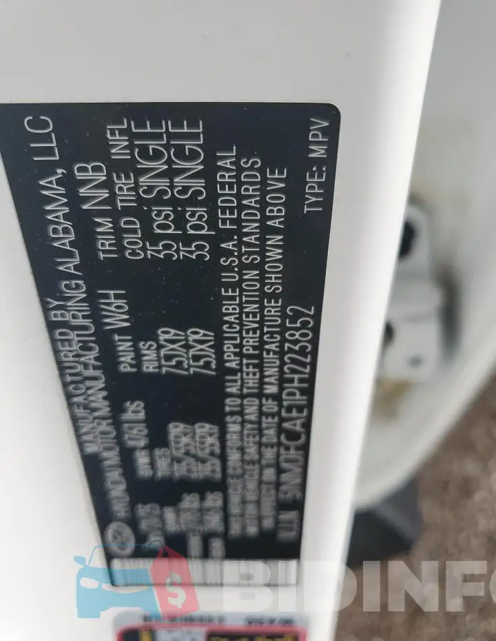 5NMJFCAE1PH223852 Photo# 13