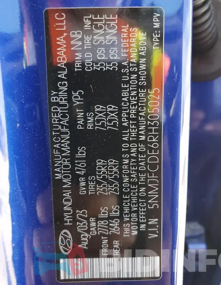 5NMJFCDE6RH305025 Photo# 14