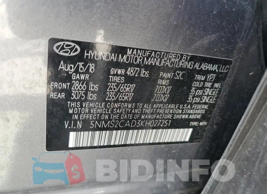 5NMS2CAD3KH027251 Photo# 14