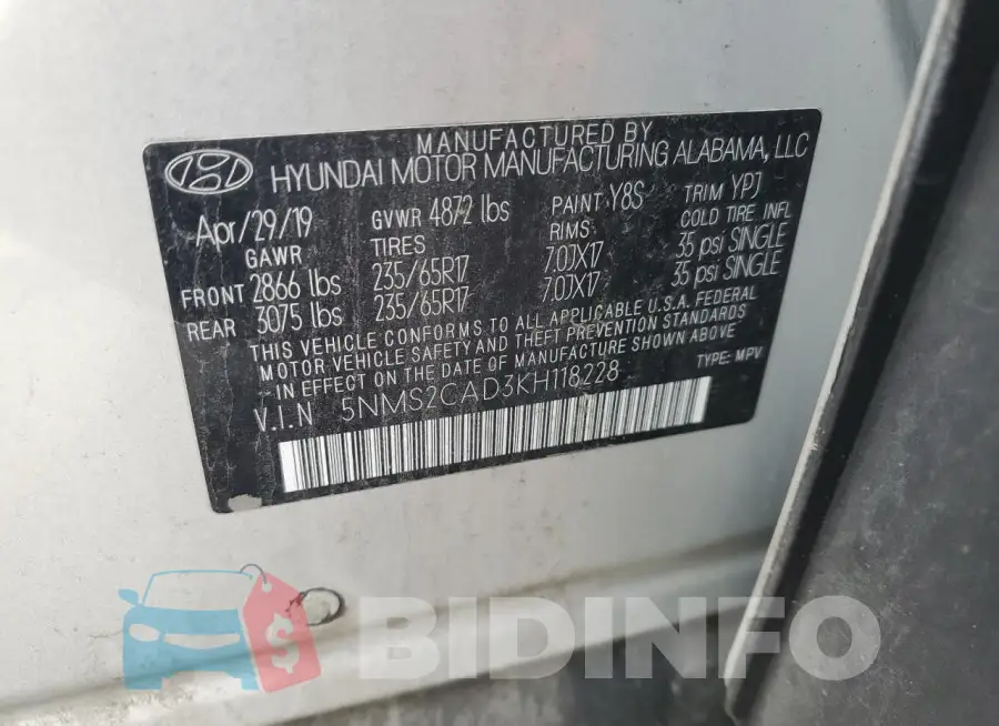 5NMS2CAD3KH118228 Photo# 13