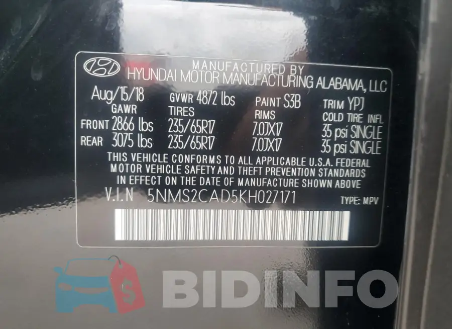 5NMS2CAD5KH027171 Photo# 14