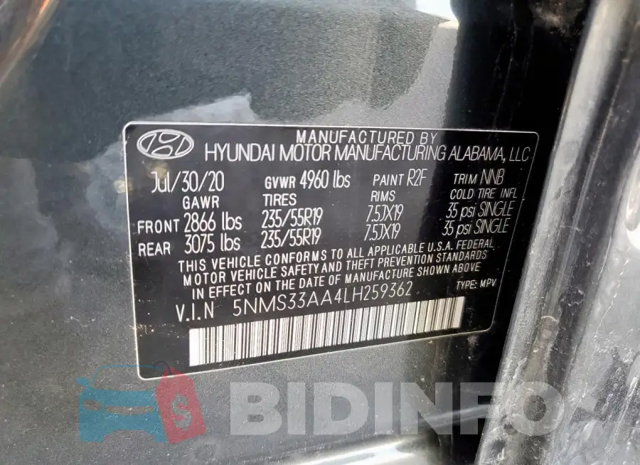 5NMS33AA4LH259362 Photo# 13